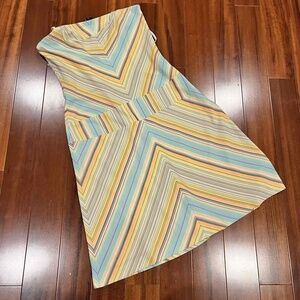 New Laundry by Shelli Segal Multicolor Mini Dress Strapless Chevron Stripes Sz 8